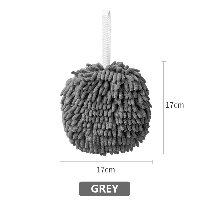 Chenille handdukar kök badrum handduksboll med hängande öglor snabbtorkande mjuka absorberande mikrofiberhanddukar: Grå 1 st