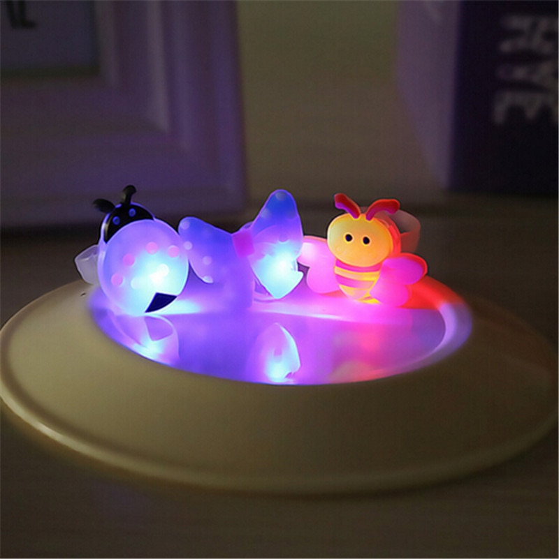 10pcs/lot Kids Cartoon LED Flashing Light Up Glowing Finger Rings Electronic Christmas Halloween Fun Toys for Children