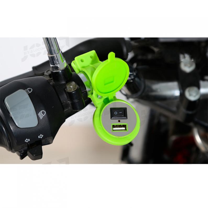 Motorfiets Laders 12V Usb Motorcycle Socket Plug Waterdichte Schakelaar Telefoon Oplader Adapter: green