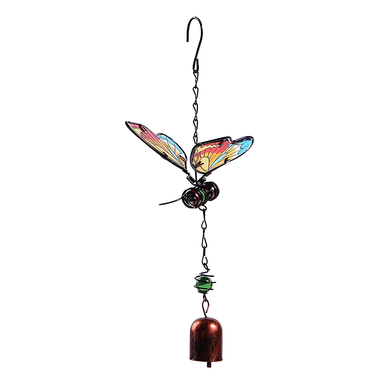 3D Three-dimensional Butterfly Iron Crafts Wind Chimes Metal Glass Pain Ornament Garden Decor Painted Bell Wind Chime: D