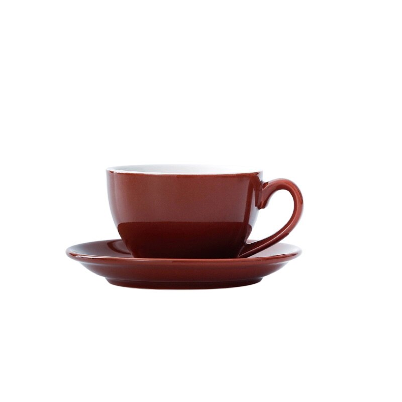 Chanshova modern enkelhet keramik 200ml porslin kaffekoppar och fat set tekopp set mugg dricksredskap  h046: Brun