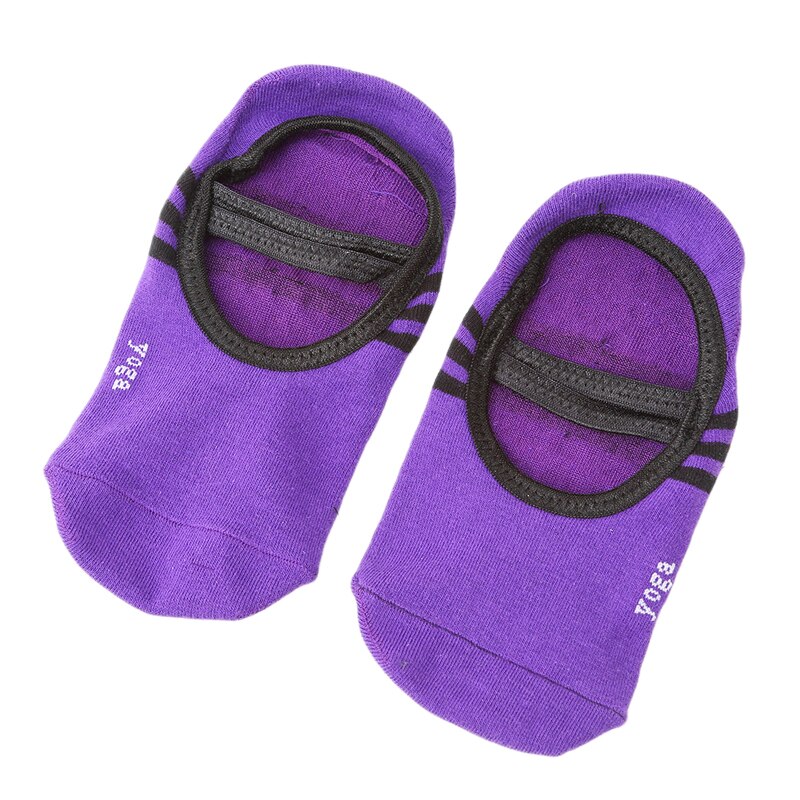 Professionele yoga danssokken voor dames, sportslippers, antislip katoenen fietssokken, dames pilatessokken, ballethakbeschermers: Dieppaars