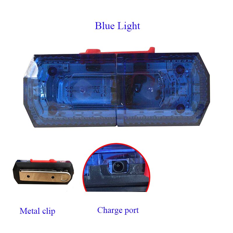 Wasserdicht Blau verrotten Gelb Farbe LED Blinkt Schulter Lampe Licht Alarm patrouillieren Warnung: Blau Metall Clip