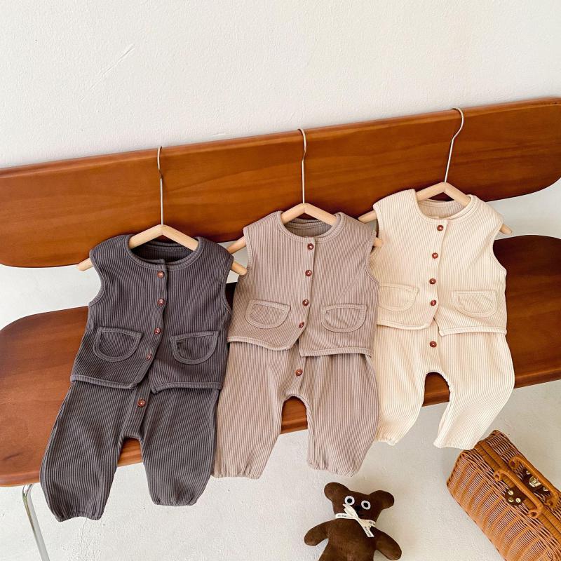 2022 Lente Herfst Baby Leuke Effen Kleur Katoenen Vest Baby Meisjes Jongens Casual Geribbelde Katoenen Kleding Pasgeboren Mode Jas