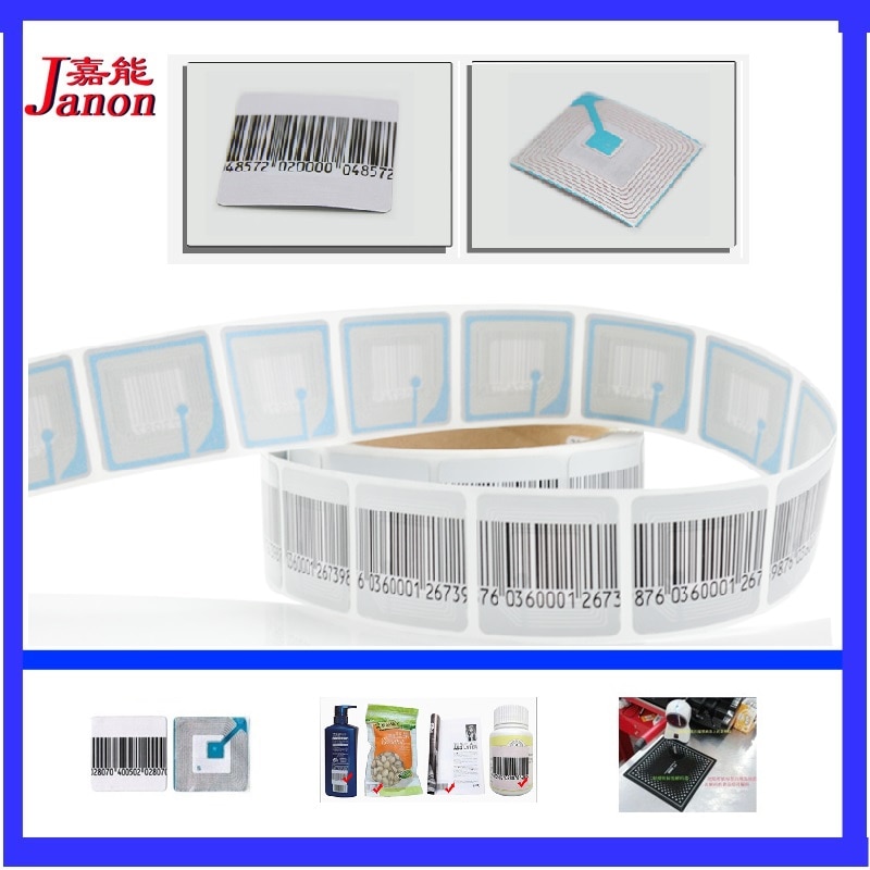 RF 8.2 mhz EAS zachte label 4 cm X 4 cm 1000 stks, anti diefstal beveiliging barcode label, supermarkt anti diefstal alarm label