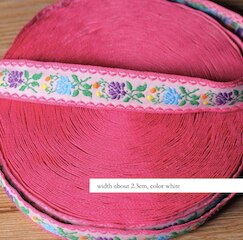 Blomster broderi etnisk jacquard bånd vævet tape blonder bånd 2.3cm beklædningsgenstand tilbehør dekoration boho sigøjner diy håndværk: Hvid som foto