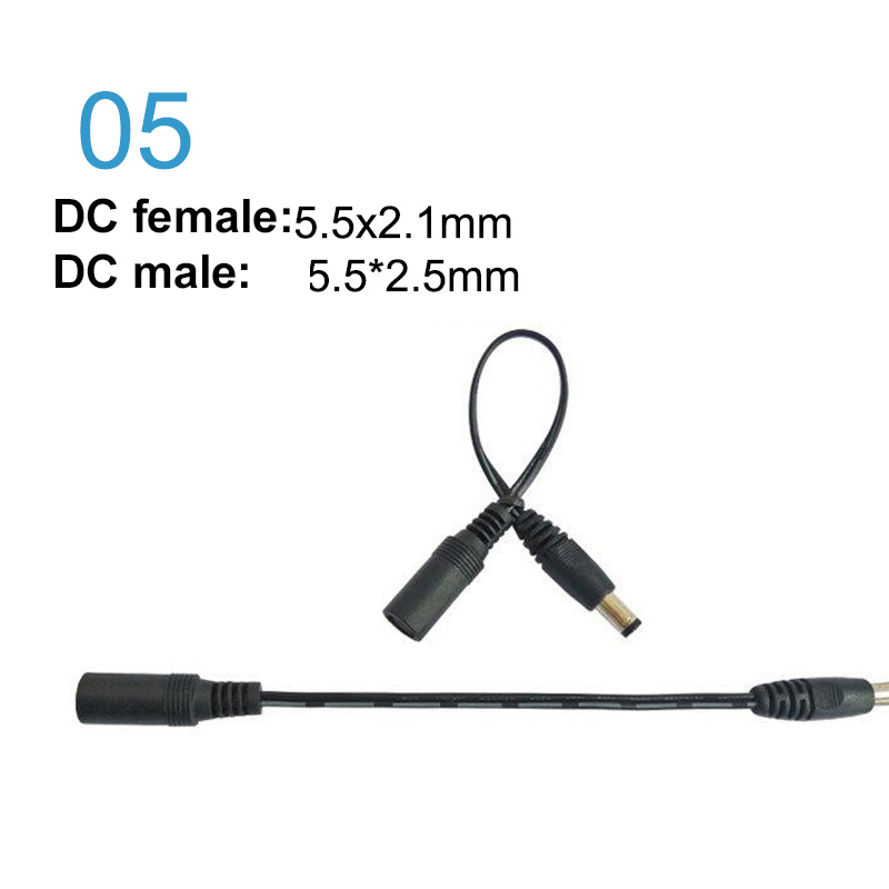 5.5x2.1mm dc fêmea jack de alimentação para dc macho plug cabo 5.5*2.5mm 3.5x1.35mm 4.0*1.7mm 4.8 2.5 0.7 conector de extensão cabo de alimentação: Marfim / Sob 5 Pcs