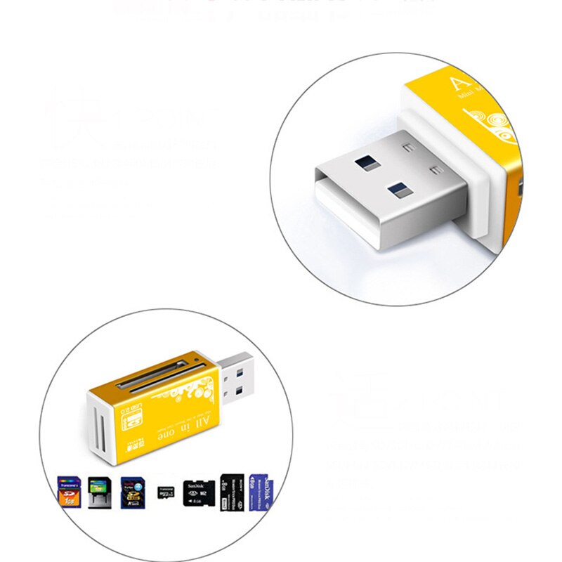 Lettore di Schede 4 in 1 - USB 2.0 All-in-One Alta Velocità Lettore di Schede Universale SD TF MMC