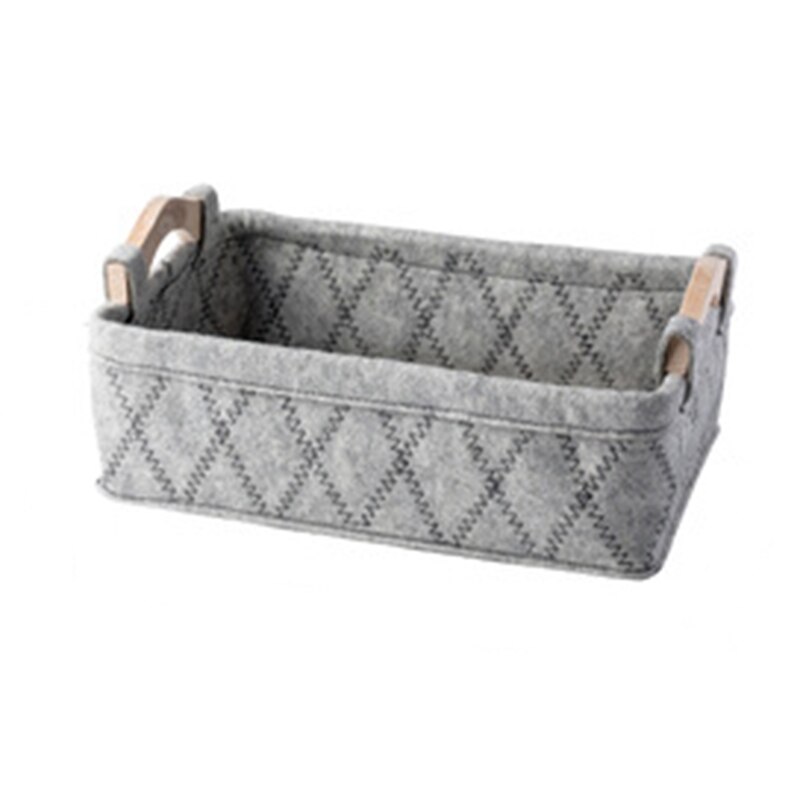 Felt Cloth Storage Basket with Handle Home Storages Sundries Books Organizer Dirty Clothes Finishing Baskets: 32.5x21.5x10.5cm / Light Yellow
