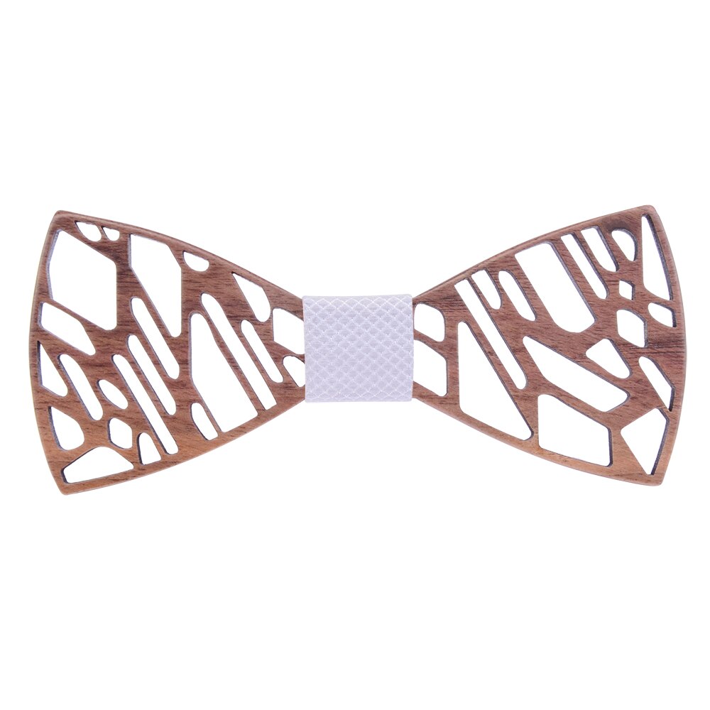 noyer en bois nœud papillon hommes irrégulier Floral creux sculpté bois noeud papillon costume Shrit robe de mariée accessoires Grvata cravate: 08
