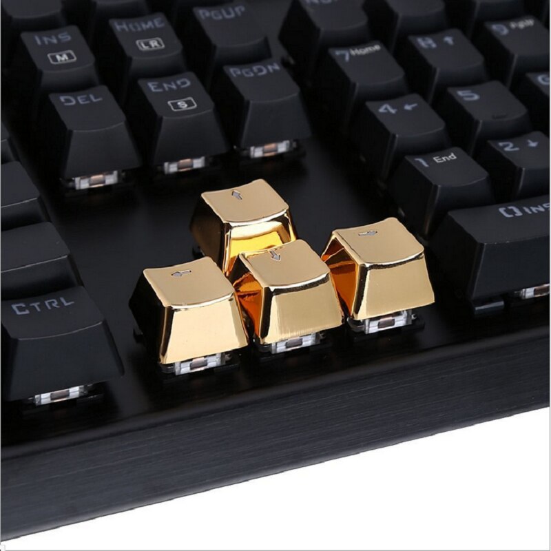 Metal translucent keycaps Mechanical keyboard metal keycaps WASD, arrow keys Golden translucent keycaps