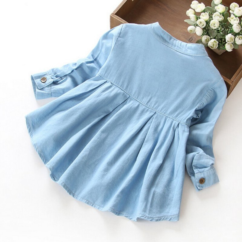 Nuovo di Modo della Molla Delle Ragazze Dei Capretti Demin Camicette Morbido Tessuto Camicia A Maniche Lunghe Abbigliamento Per Bambini