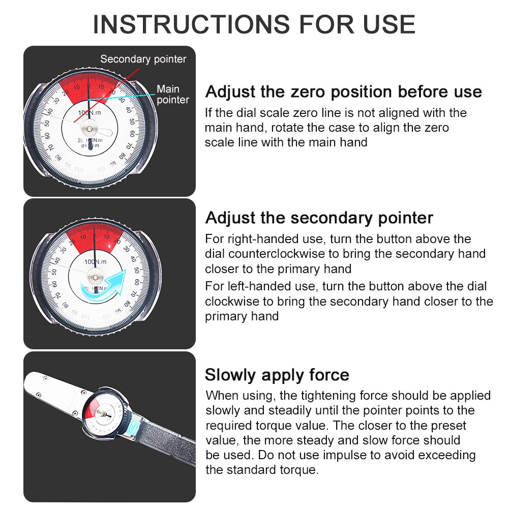 0-100n.m Dial Indicator Torquemeter Alloy Steel Measurement Digital Dual Direction Torque Wrench Hard Metric