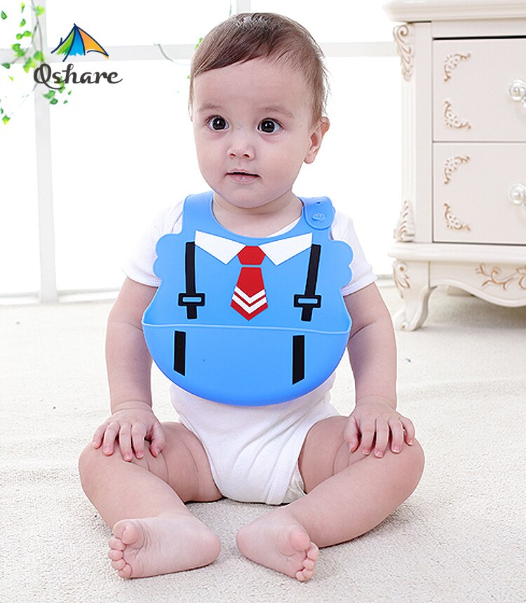 Baberos bebé dibujos animados estampados silicona para chicos babero niño ajustable impermeable bebé niños niñas Baberos para alimentación de bebé herramientas