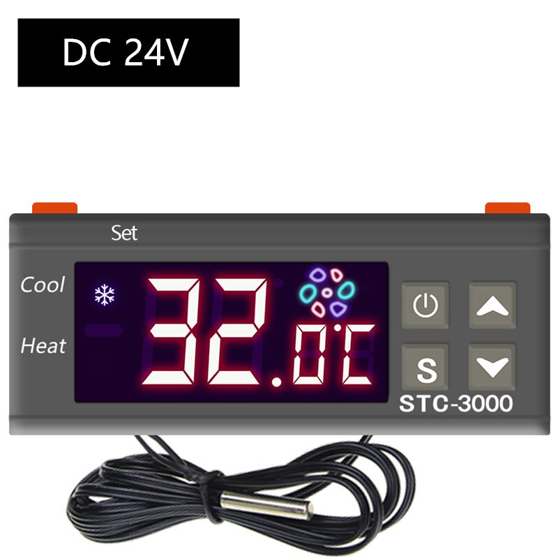 STC-1000/STC-3028/STC-3000 12V24V 220V Digital Temperature Controller Thermostat Thermoregulator Incubator Relay Heating Cooling: black
