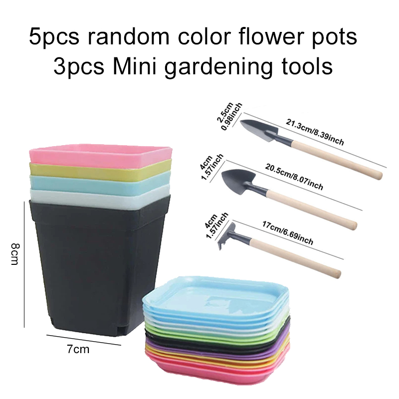Blumentopf Set Kunststoff Farbe Atmungsaktive Mini Gartenpflanze Werkzeuge Haushalt Balkon Desktop Grün Sukkulenten Blumentopf TMZ: Orange