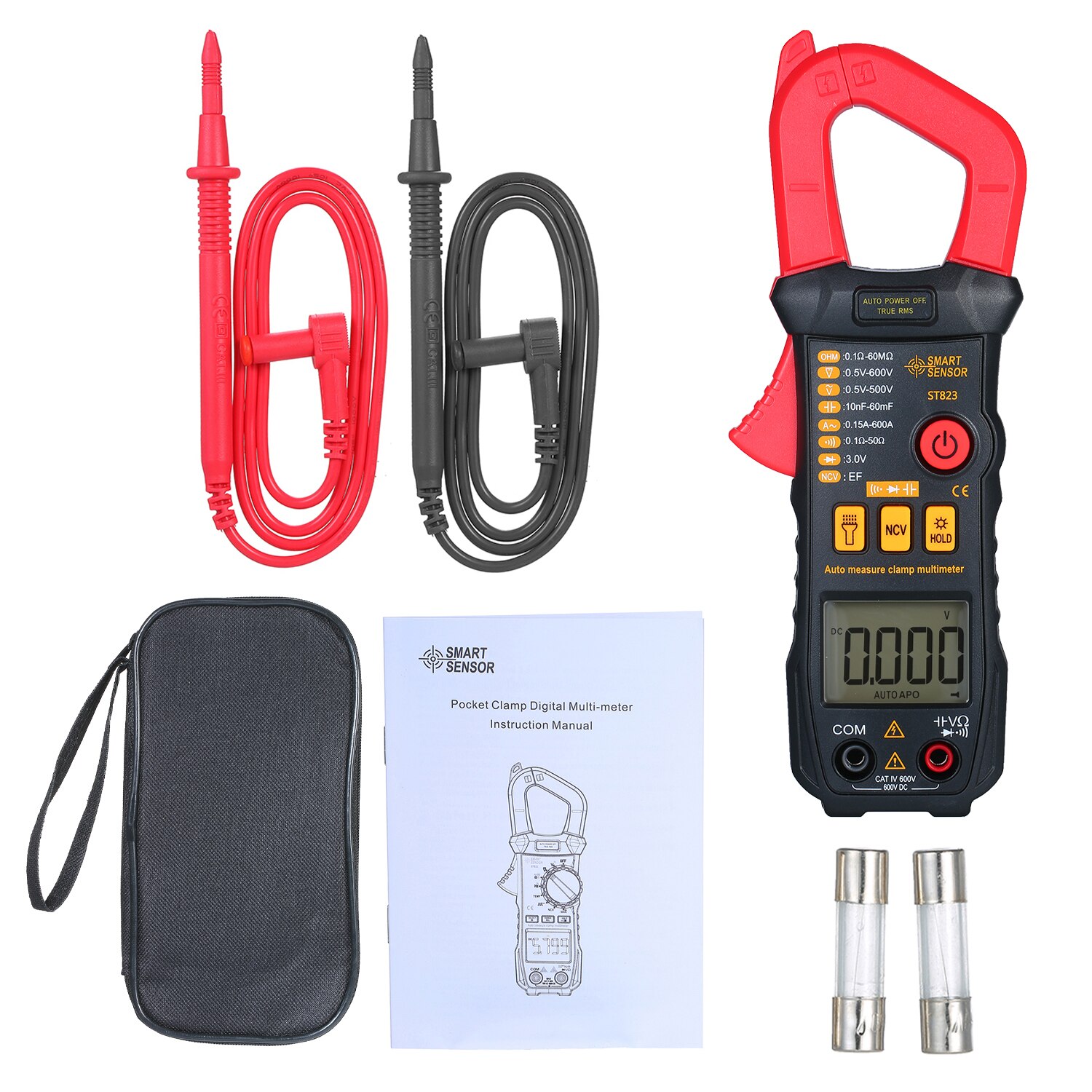SMART SENSOR Digital Clamp Meter High Precision Manual Range Multimeter AC Clamp Ammeter Clamp Gauge ST821 ST822 ST823