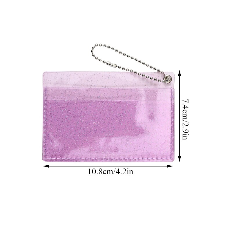 Ins 2 Bits Transparante Waterdichte Pvc Glanzende Vrouwen Meisjes Card Case Visitekaarthouder Mannen Id Creditcard Zak met Sleutelhanger