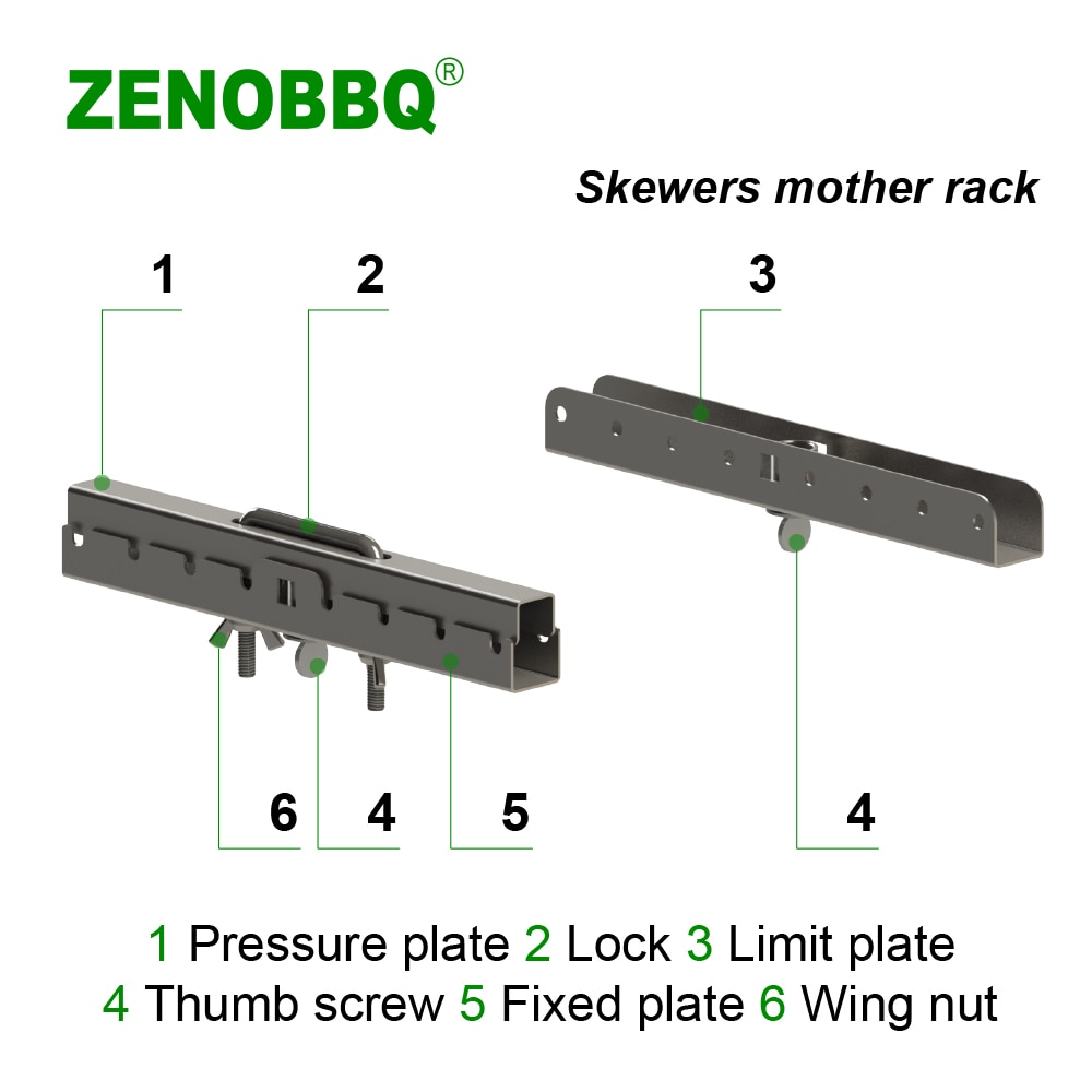 Zenobbq spyd mor rack roter stege rustfrit stål grill grillspyd rejer kødhylde bager enhver længde af spyd