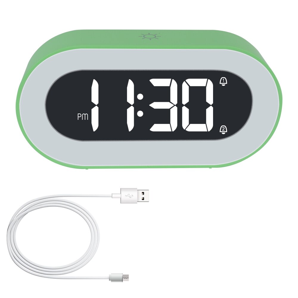 Muziek Tafel Klok Usb Aangedreven Nachtlampje Met Touch Snooze Elektronische Desktop Klok Digitale Wekker: green