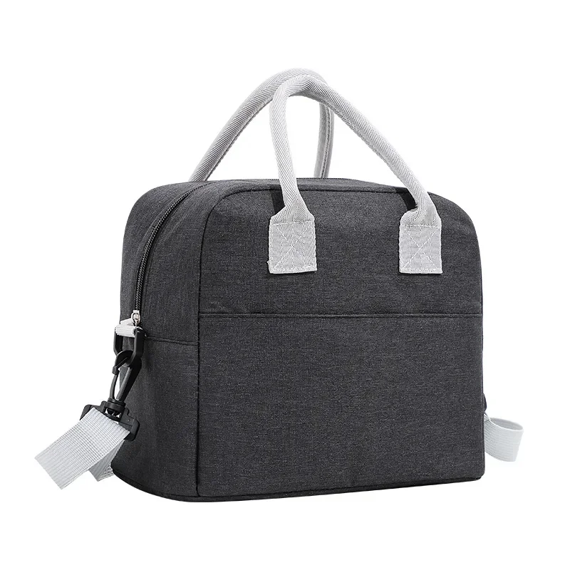 Portable Lunch Bag Cooler Tote Hangbag Picnic Insulated Box Canvas Thermal Food Container Men Women Kids Travel Lunchbox: Beige