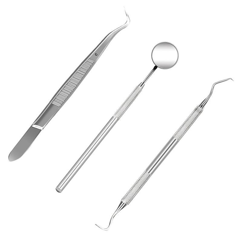 Winomo 3Pcs Mondhygiëne Kit Professionele Mond Spiegel Scaling Instrument Tarter Dental Scaler Remover Schraper Tool