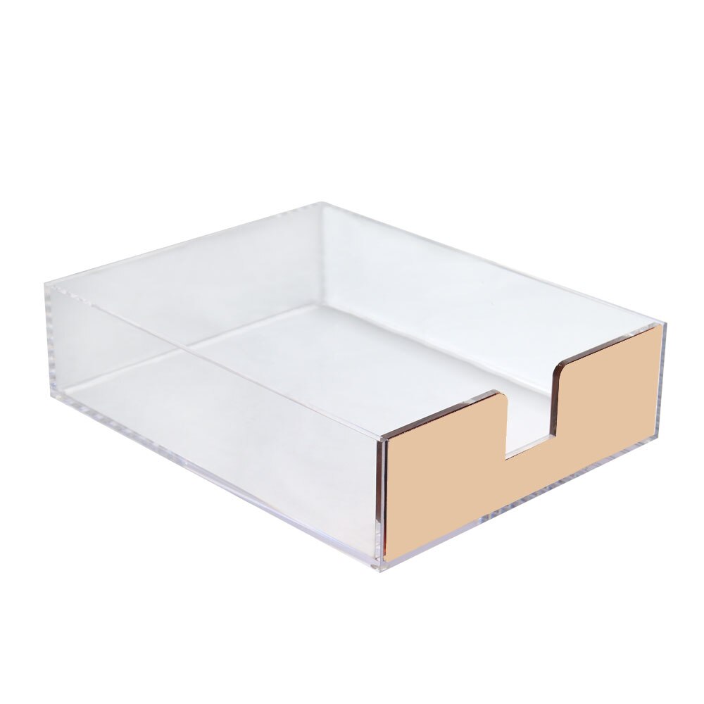 Paper Dispenser File Folder Flat Document Storage Box A4 Acrylic Letter Tray Desk Accessories Holder: Gold