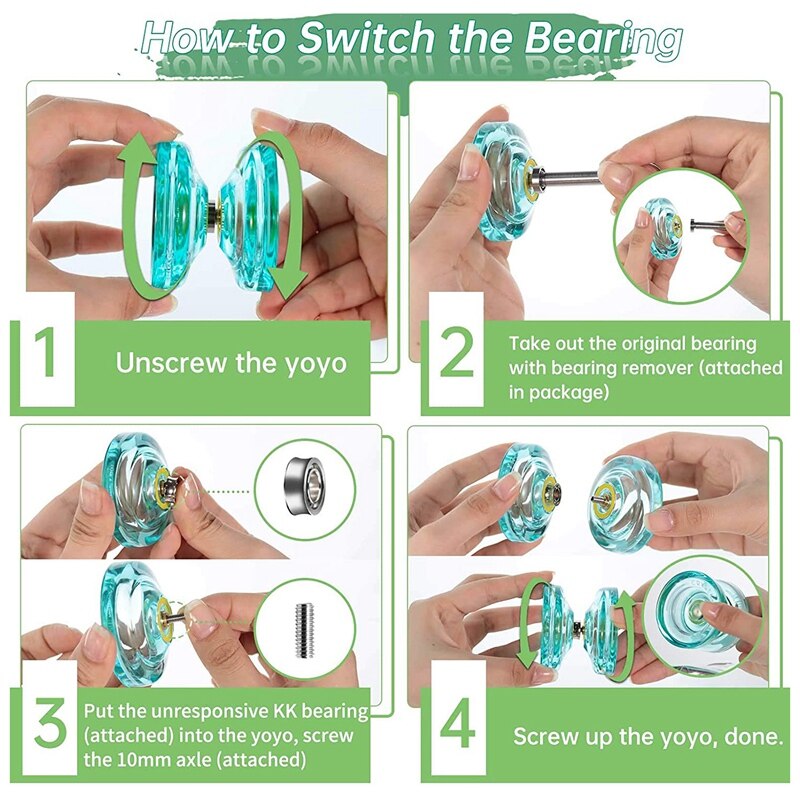 Magicyoyo K2 Crystal Responsieve Plastic Fingerspin Yoyos Voor Kinderen Beginners Jojo Met 2 Yoyo Handschoenen, 2 Yoyo Tassen, 10 Strings