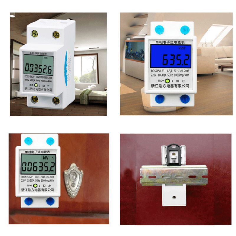 Digitale Energiemeter Din Rail Mount 5-80A Lcd Backlight Diaplay Home Industrie
