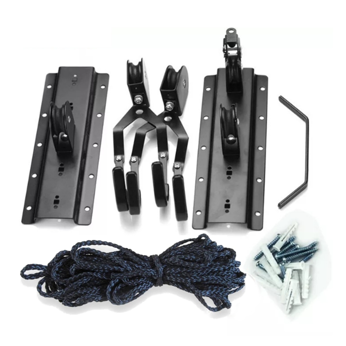 Kayak Hoist Canoe Boat Bike Lift Pulley System Garage Ceiling Storage Rack Bicycle Rack With 15M Rope Capacity Max Load 60KG