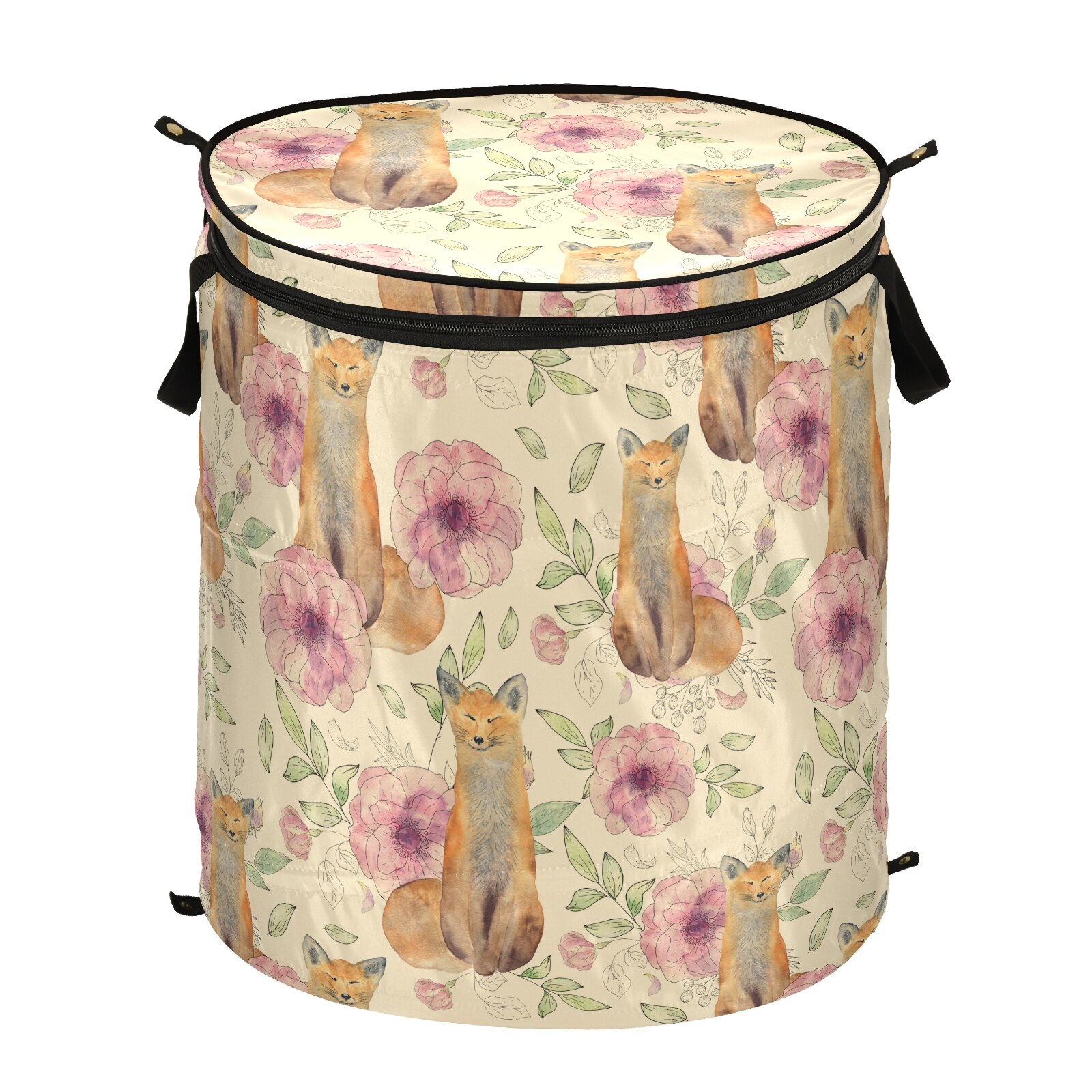 Cloth Art Folding Floral Print Dirty Clothes Toys Storage Bucket Household Storage Basket Dirty Clothes Laundry Basket 40*47cm: 09