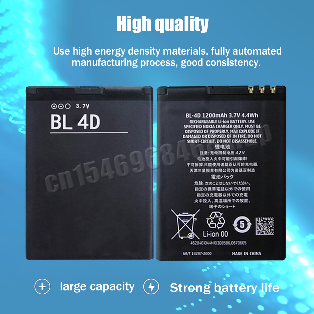 BL-4D-batería de litio recargable BL 4D BL4D de 1200mAh para Nokia Mini, E7, E7-00, N5, N8, N8-00, E5, E6, E5-00, 702T, T7-00, 803, N803