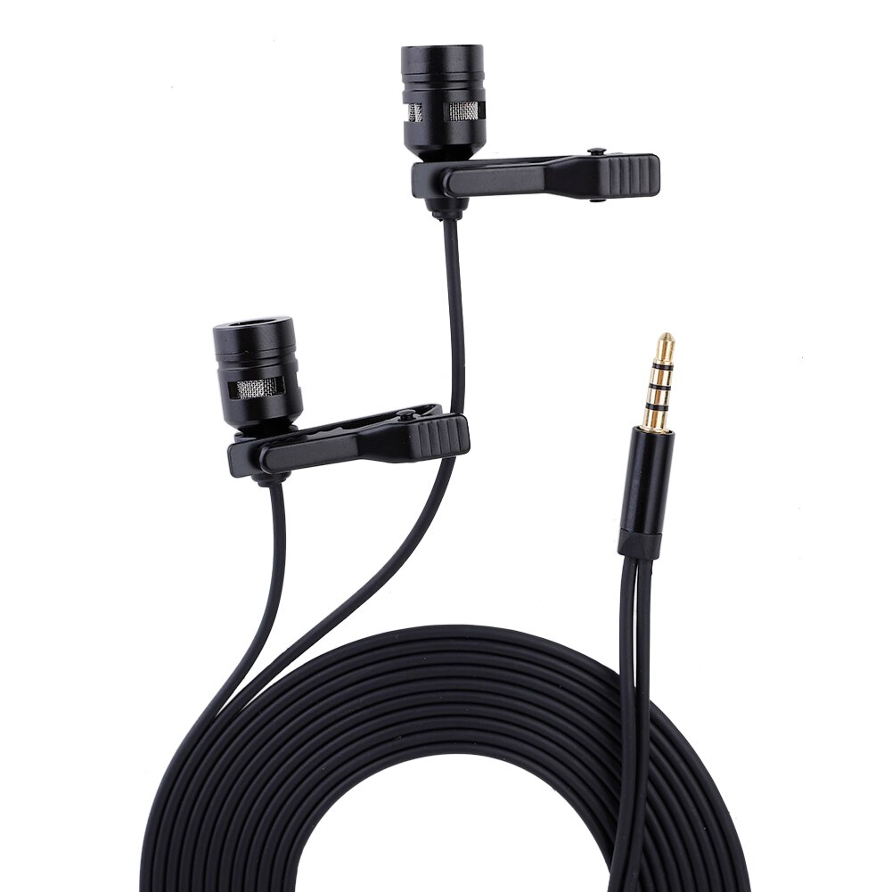 SOONHUA Microphone Dual-Head Mic 3.5mm Lapel Clip Microphones With Capacitor Technology For Smart Phone​​
