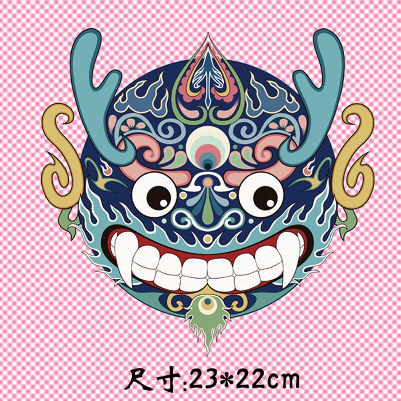 Strijkapplicaties voor dieren in chinese stijl, patches voor kleding, stickers op kleding, warmteoverdracht, applicaties, doe-het-zelf, applicaties, strepen, g: Zwart nikkel