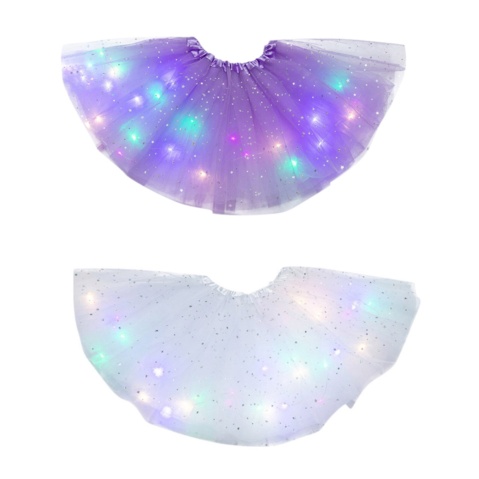 2 Stuks Zomer Jurk Kinderen Meisjes Baby Sequin Tutu Rok Led Light Up Pettiskirt Ballet Kleding Meisje Jurk Baby kleding Set #40: A