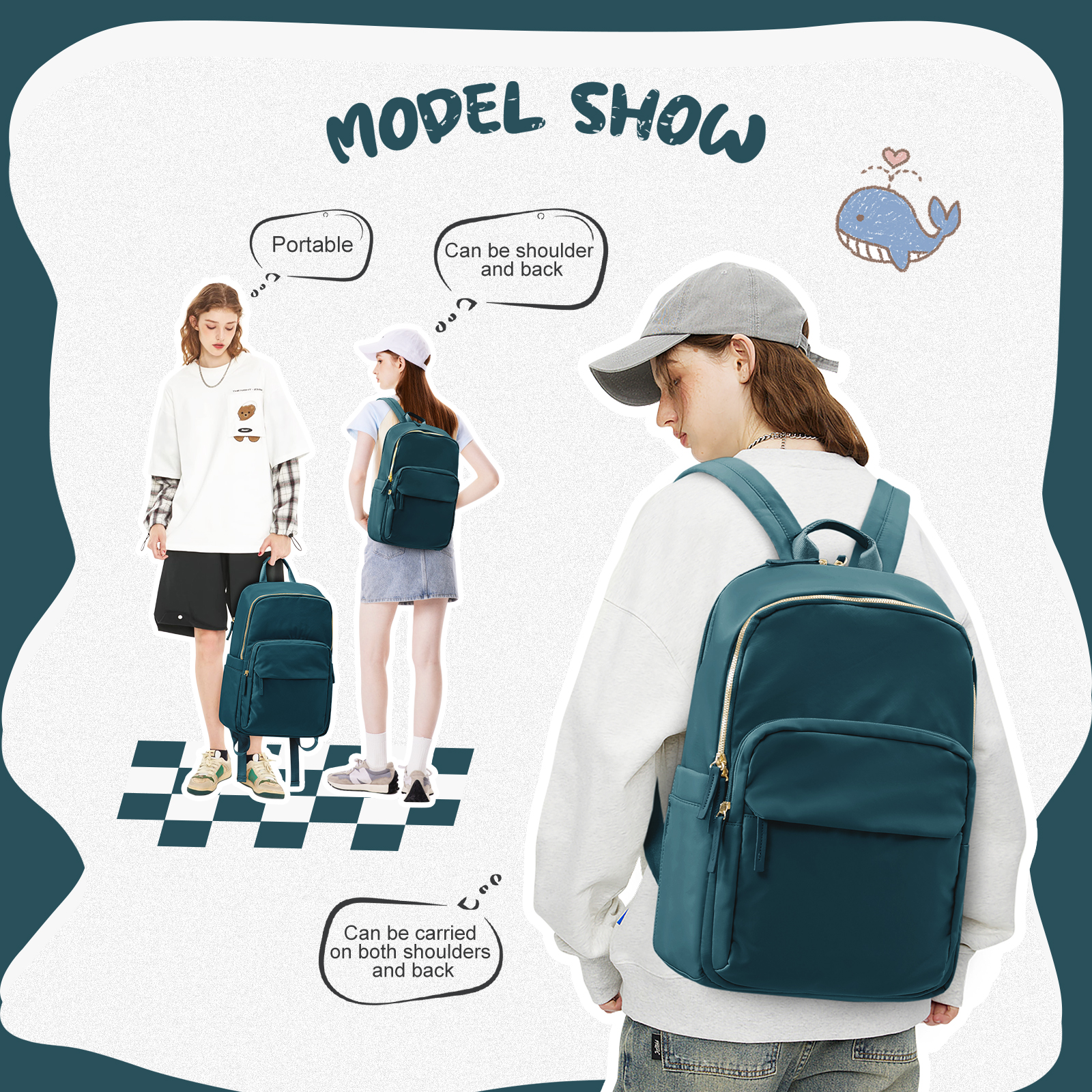 Mochila para ordenador portátil para mujer, se adapta a ordenador portátil de 14/15 pulgadas, mochila ligera impermeable a la para mochila de enfermera y profesora, mochila escolar para niña