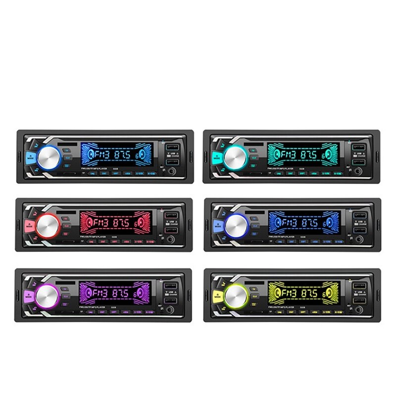 Auto  mp3 speler, autoradio met 7 kleuren stereo of fm-ontvanger digitale mediaspeler met bluetooth-ondersteuning telefoon snel opladen