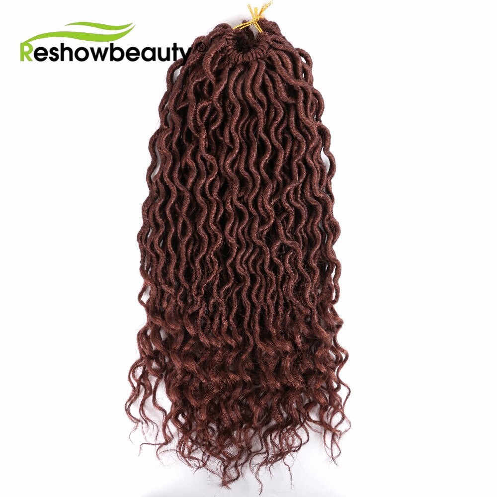 Virkade flätor faux locs lockiga ändar syntetisk vridning för kvinnor 18 tum 24 trådar 70 gram reshowbeauty: #33