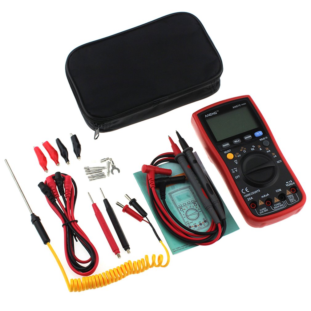 Aneng AN870 Digitale Multimeter 19999 Counts True Rms Ac/Dc Volt Amp Ohm Capaciteit Frequentie Temperatuur Ncv Transistor Tester