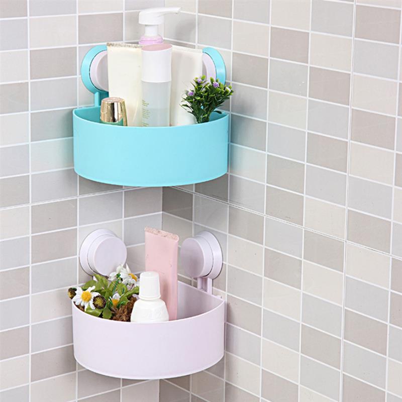 Ventosa-repisa de drenaje de esquina de baño, estante de almacenamiento de plástico, estante Triangular montado en la pared, organizador robusto, estante de Ducha