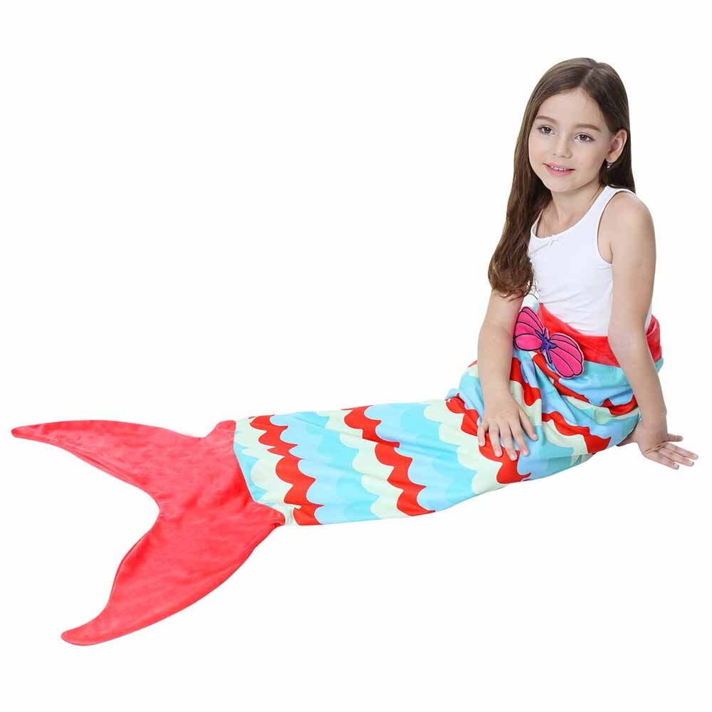 Mermaid Fish Tail Blanket Polar Fleece Wearable Portable Mermaid Blankets For Children Girl Kids On Bed Throw Plaid Blanket: Color 11