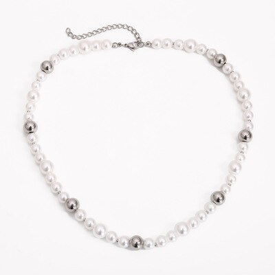 HANGZHI Neue Kühle Hüfte hüpfen Punk Persönlichkeit retro Perle Große Und Kleine Schlüsselbein Kette Halskette Für Männer Frauen Mädchen schmuck: F