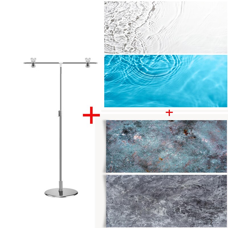 Wit Blauw Zee Muur Foto Achtergronden T Stands Kit Met 2 Klem 57X87cm Pvc Fotografie 2 Zijden Afdrukken Gezicht Waterdicht studio