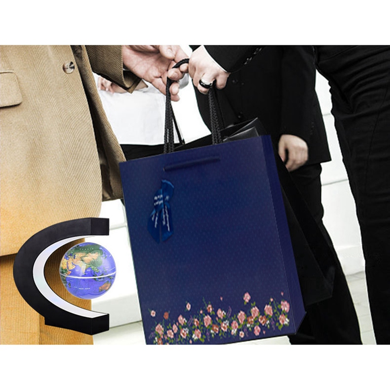 Floating Globe Magnetic Globe World Map Magnetic Levitation Globes C-Frame LED English Blue Globe for Kids-US Plug