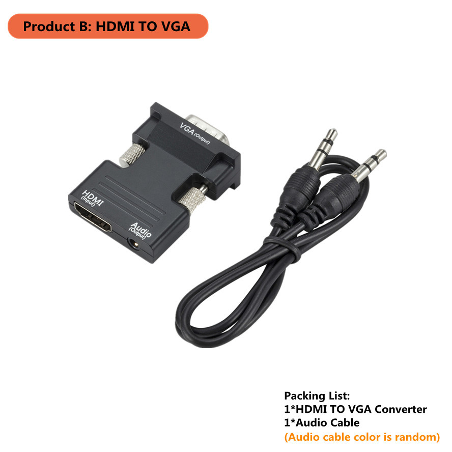 Grwibeou Vga Naar Hdmi Converter Adapter 1080P Vga Adapter Voor Pc Laptop Naar Hdtv Projector Video Audio Hdmi-compatibel Naar Vga: Product B