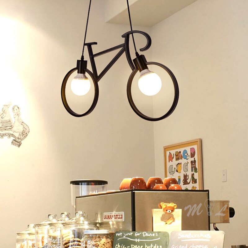 Jern cykel vedhæng lys hjem deco industriel hængende lampe loft stue hængelampe soveværelse lampe restaurant køkken inventar