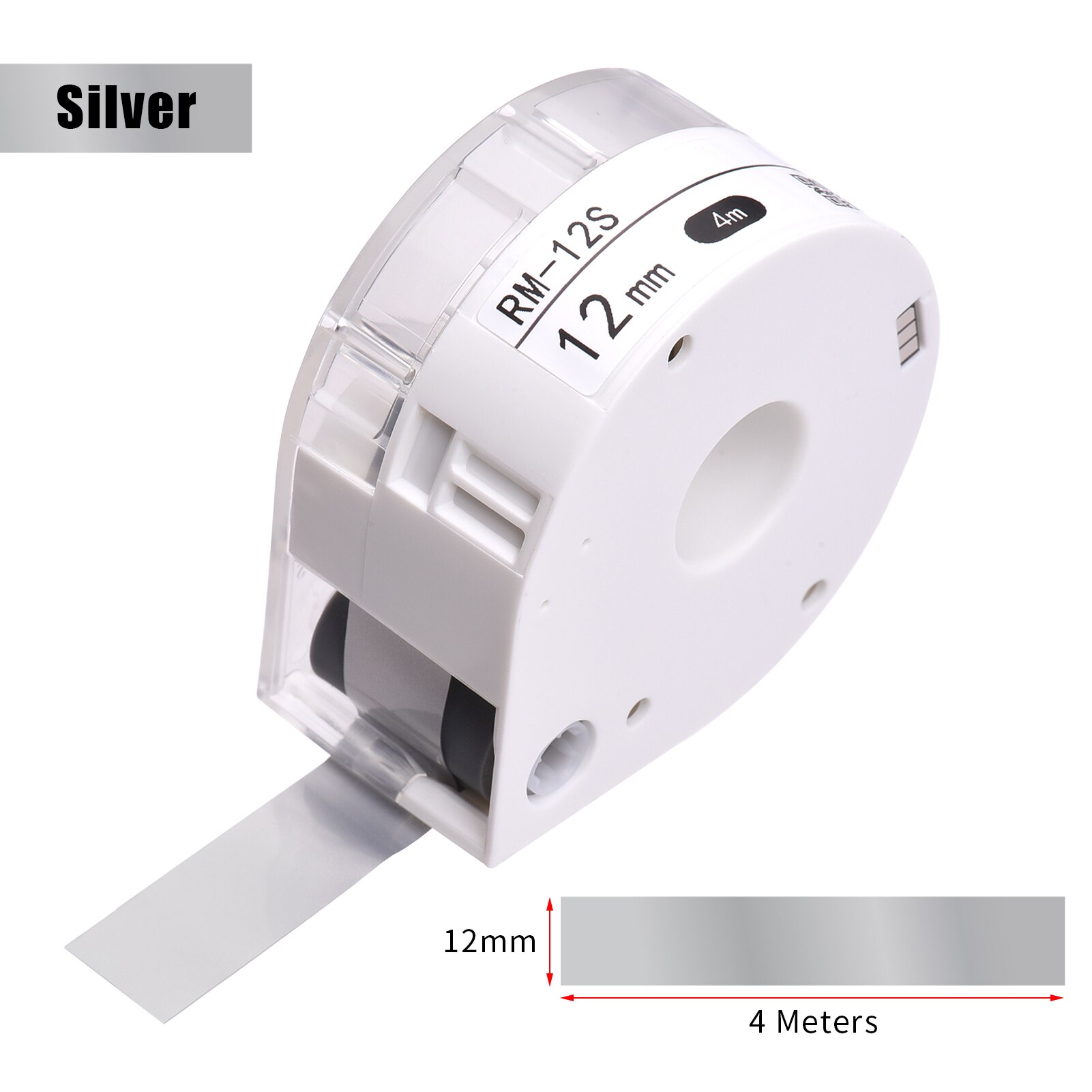 1 Roll Zelfklevend Etiket Sticker Thermische Printer Papier Plakband Naam Prijs Barcode Opslag Label Papier Voor T7 Label: Silver 12mmx4m