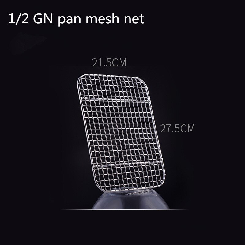 GN pan mesh net BBQ net Stainless steel basin oil rack pot filter rectangular plate box frying basket baking shaker tub strainer: 1-2 mesh net