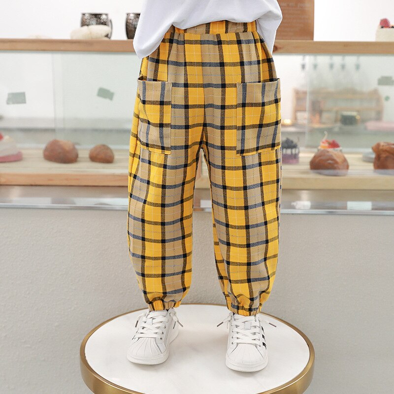 Tienerjongens broek herfst casual sport losse retro kinderen jongens geruite broek student kinderen broeken 6 8 10 12 jaar