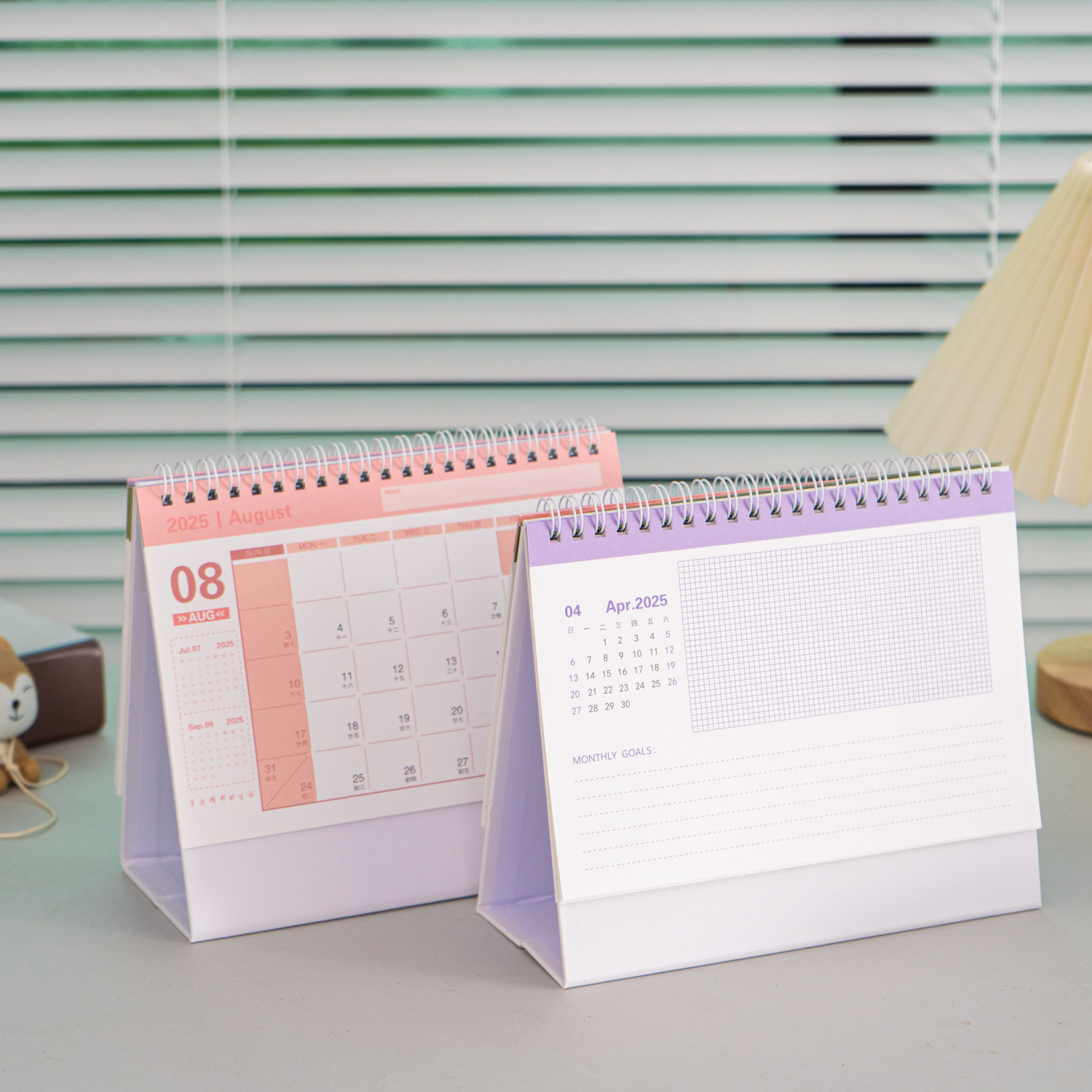 INS-Calendrier de bureau avec note mémo, grand calendrier à rabat, calendrier de bureau simple, licence mensuelle, anglais 2025, maison, bureau, école